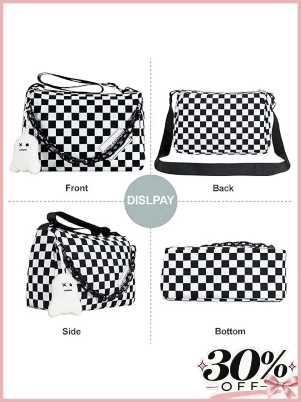 Nylon Crossbody Bag Messenger Purse with Adjustable Strap - Women's Handbag